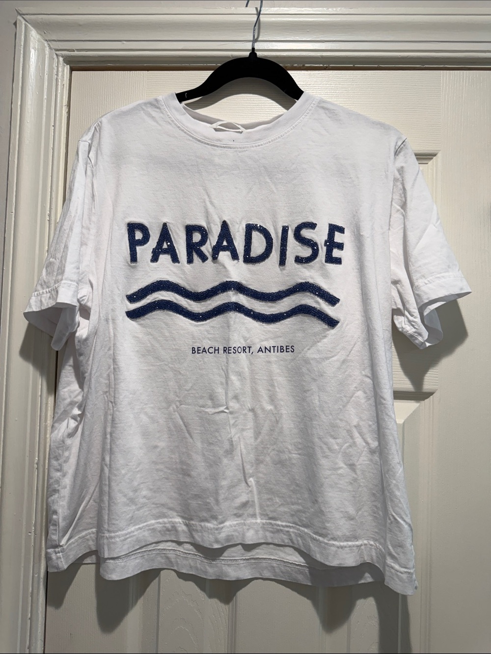 Paradise Graphic Tee - White with Navy Print